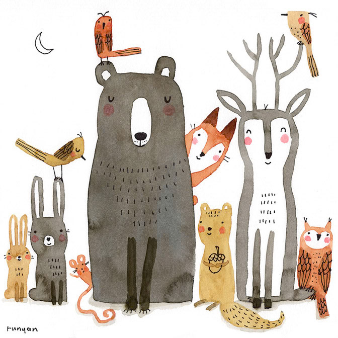 WOODLAND FRIENDS 2 - Terry Runyan - Creatif _Animals _  Creatif ©Terry Runyan - Creatif License