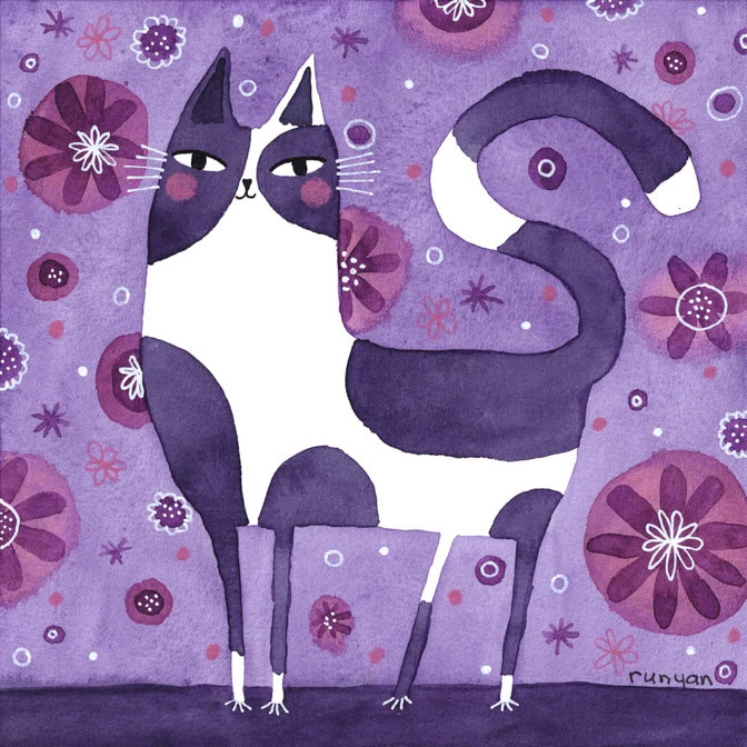 PURPLE CRAZY _Cat- Floral _  Creatif