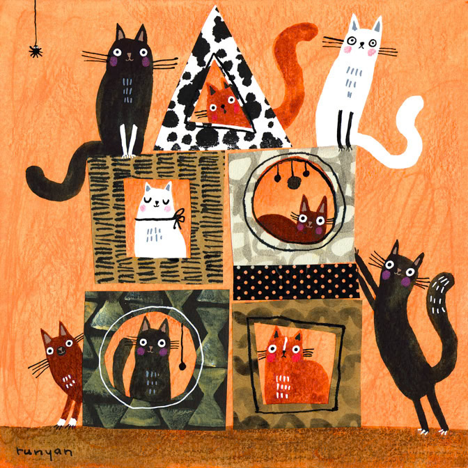CAT TREE HOUSE 8x8 _Cats _  Creatif ©Terry Runyan - Creatif License