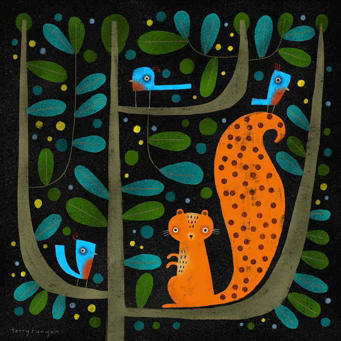 NIGHT TREE _Birds- Maggie- Squirrel- Woodland Animals _  Creatif ©Terry Runyan - Creatif License