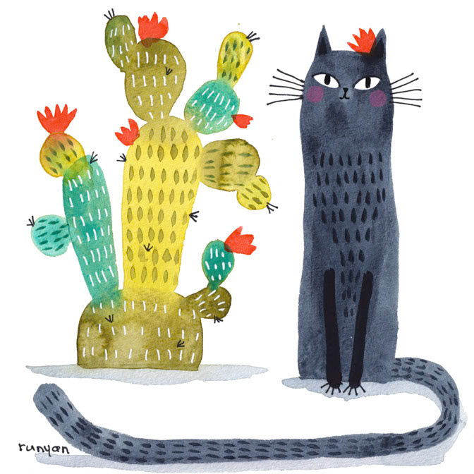 BLACK CACTUS CAT _cactus- Cat _  Creatif