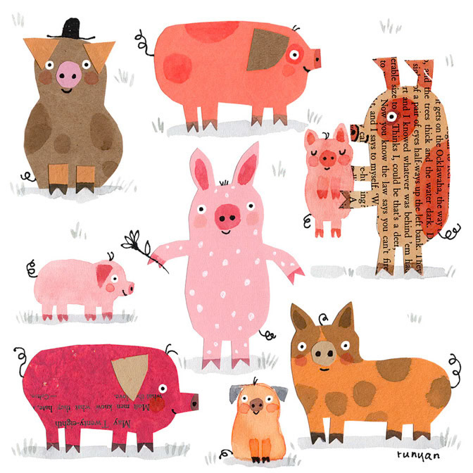 CUT PAPER PIGS 2 clean - Terry Runyan - Creatif _Animals- Pigs _  Creatif ©Terry Runyan - Creatif License