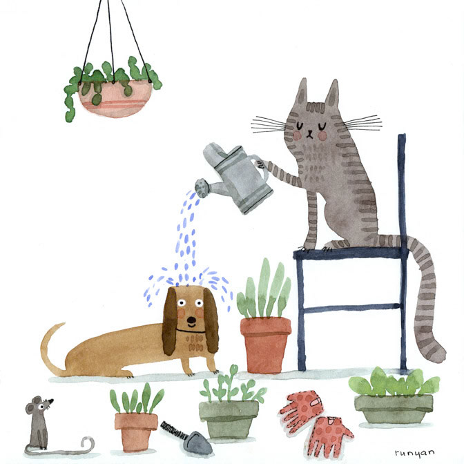 GARDEN SHOWER 15x15 _Cat Dog _  Creatif