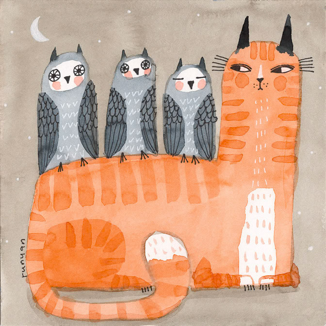 OWL FRIENDS - Terry Runyan - Creatif _Owl _  Creatif ©Terry Runyan - Creatif License
