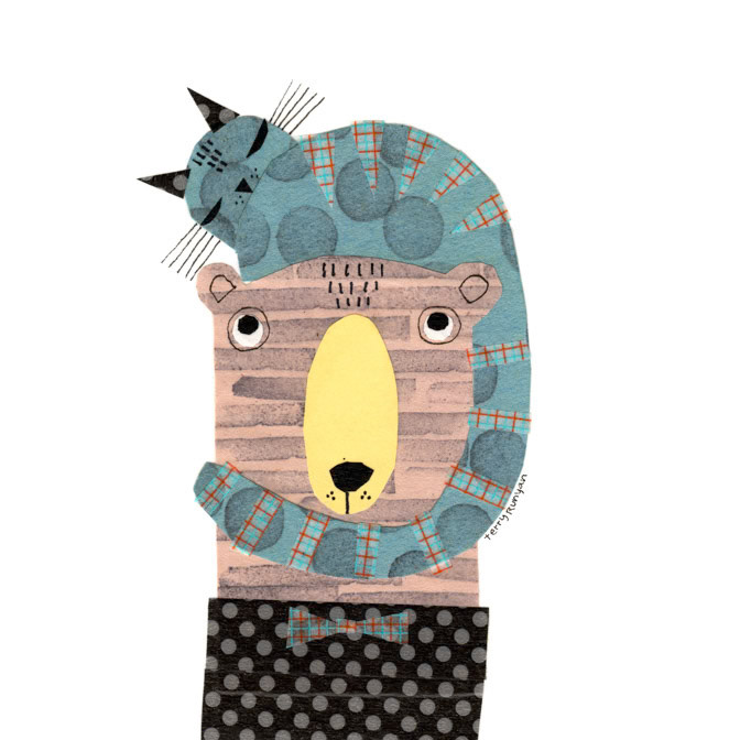 CAT ON BEAR HEAD 300dpi Terry Runyan - Creatif _Bear- Cat _  Creatif