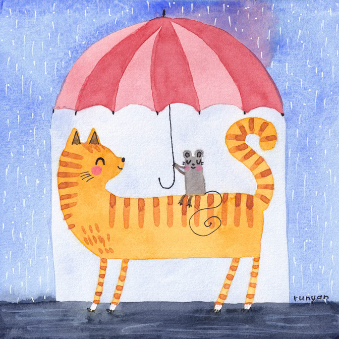 11-10-2022 RAINY DAY FRIENDS _Cat- Mouse- Rain- Umbrella _  Creatif