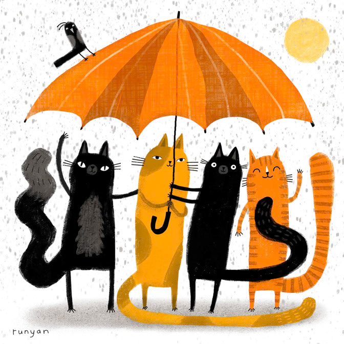 ORANGE UMBRELLA _Cats _  Creatif