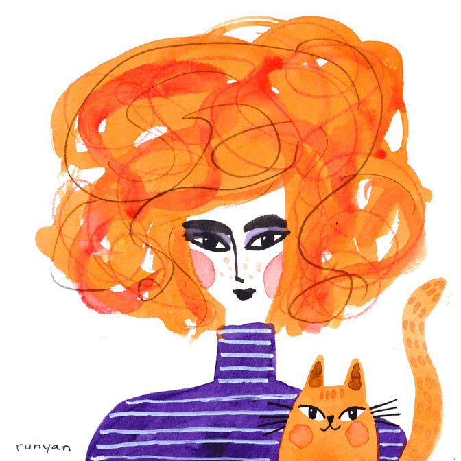 REDHEAD BUDDIES _Cat- Orange- Woman- Women _  Creatif