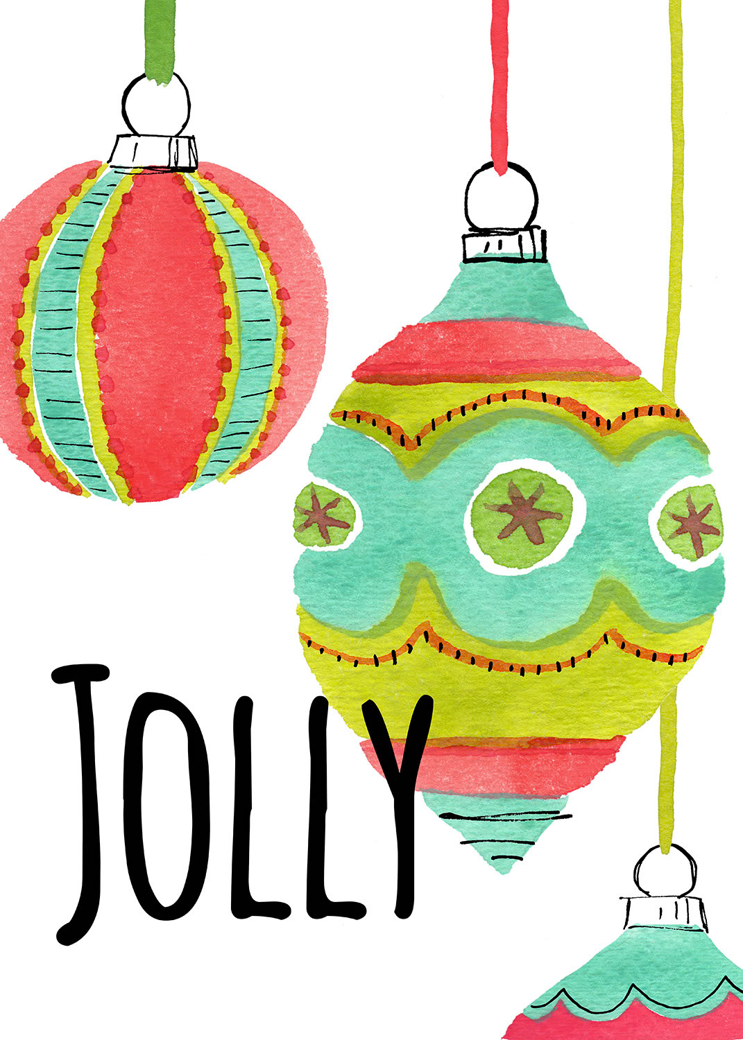 SH_Cmas_1930_Xmas Watercolor Ornaments Vertical_Creatif ©Steve Haskamp - Creatif License