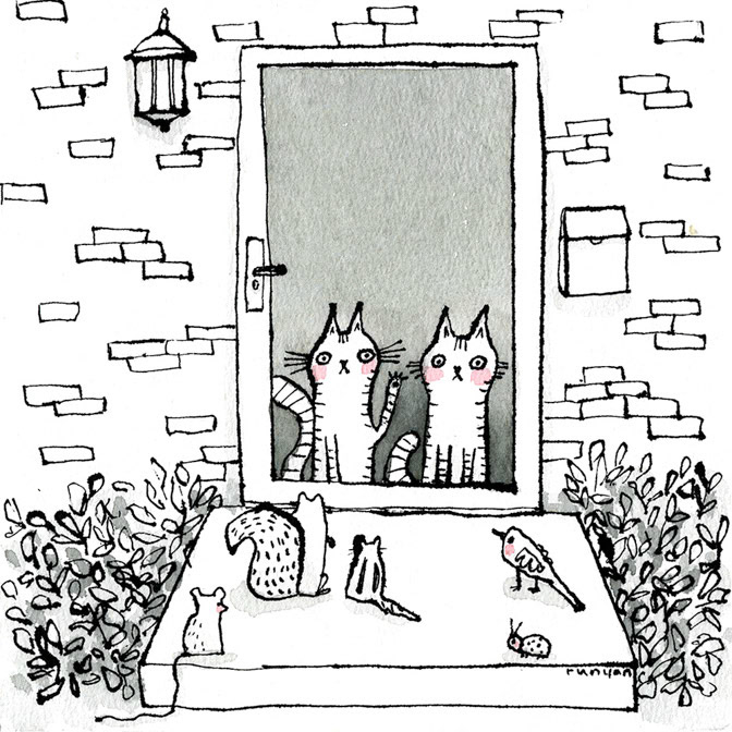 FRONT DOOR - Terry Runyan - Creatif _Cat- Squirrel _  Creatif