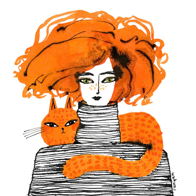 REDHEADS 2 100dpi _Calendar Club Card- Cat- Larkwood Card- Orange hair- People _  Creatif