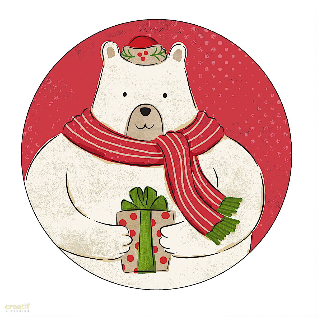 SH_Cmas_1838_Linework Polar Bear 8 inch Plate Hi Res_Creatif ©Steve Haskamp - Creatif License