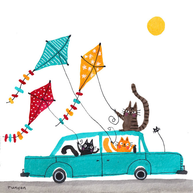 KITES CAR CATS _Cats _  Creatif ©Terry Runyan - Creatif License