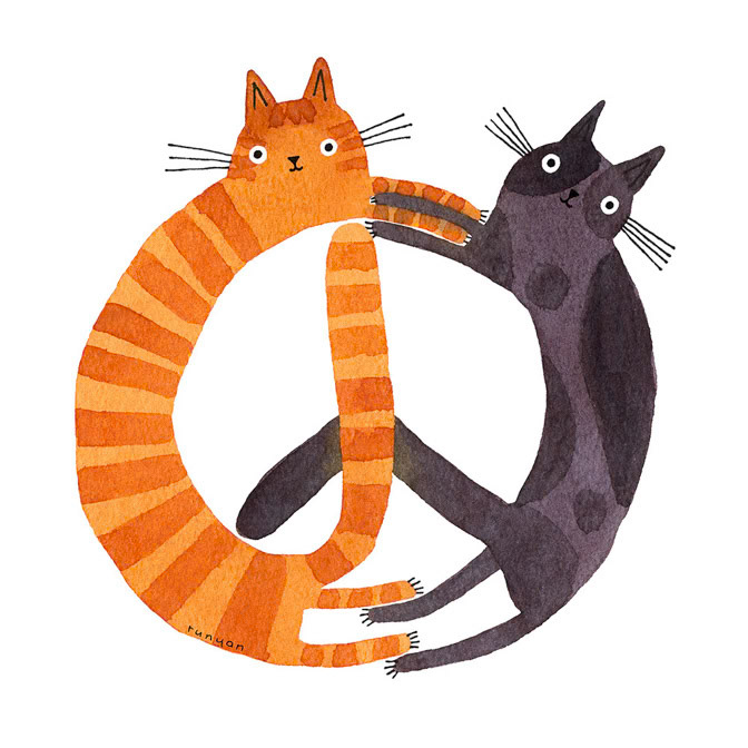 WORLD PEACE CATS - Terry Runyan - Creatif _Cat _  Creatif