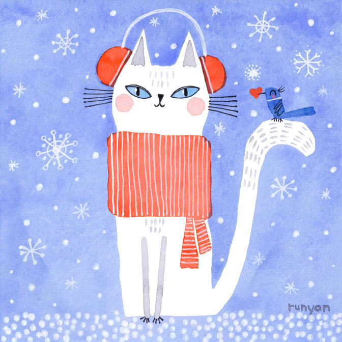 EARMUFF KITTY _Cat- christmas- Winter _  Creatif