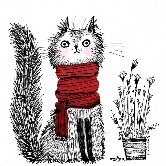 RED CAT SCARF - Terry Runyan - Creatif _Cat _  Creatif