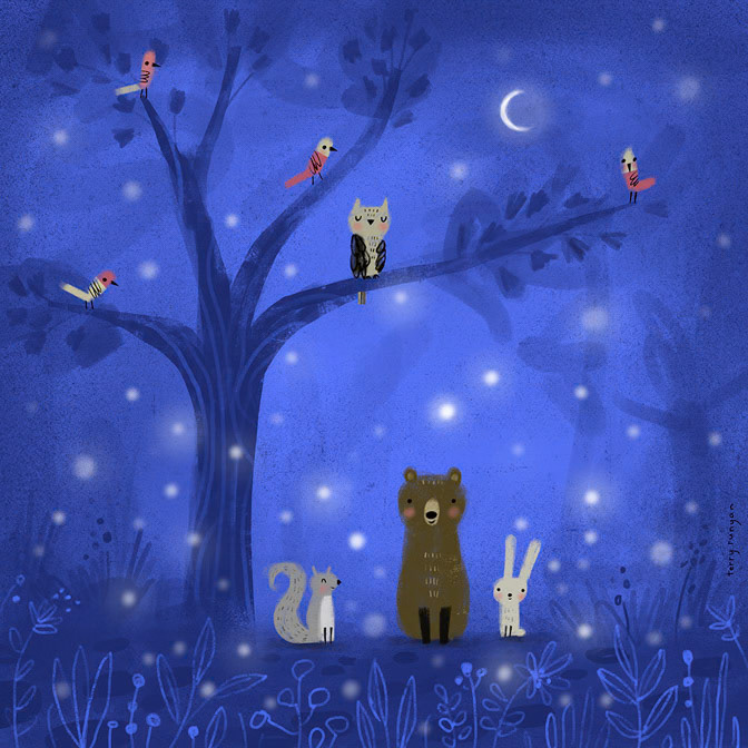 FIREFLIES - Terry Runyan - Creatif _Animals- Birds- moon- Rabbits _  Creatif ©Terry Runyan - Creatif License