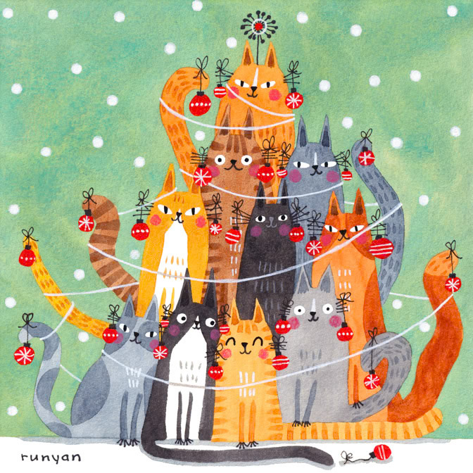 CHRISTMAS KITTY TREE 10x10 _Cat- christmas _  Creatif