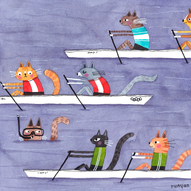 UNAUTHORIZED SPECTATOR clean _Cats- Crewing- diving- olympics- Sport- sports _  Creatif ©Terry Runyan - Creatif License