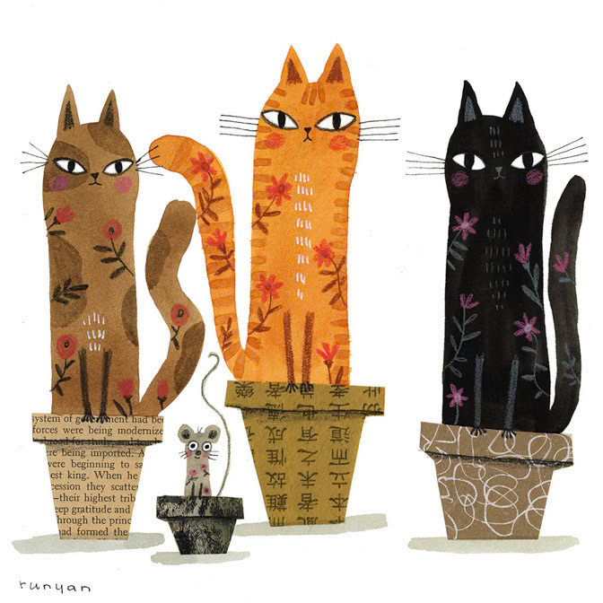 POTTED CATS - Terry Runyan - Creatif _Cat _  Creatif ©Terry Runyan - Creatif License
