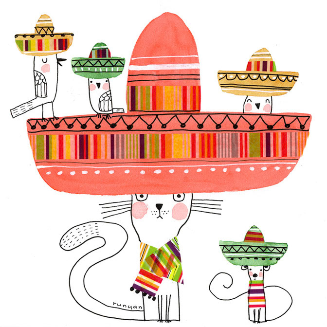 SOMBREROS - Terry Runyan - Creatif _Birds- Cat- Mouse _  Creatif