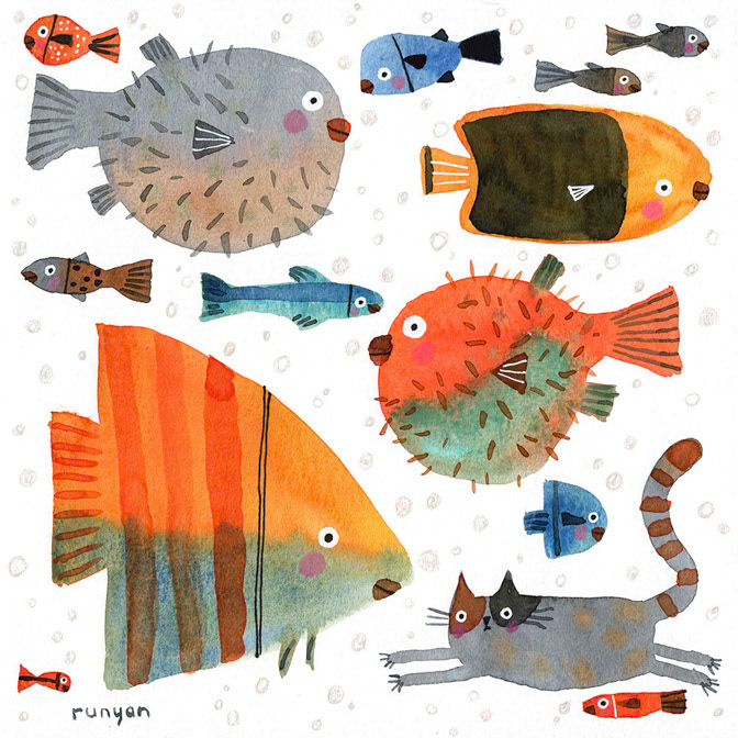 PUFFER FISH FRIENDS 2 - Terry Runyan - Creatif _Fish _  Creatif ©Terry Runyan - Creatif License