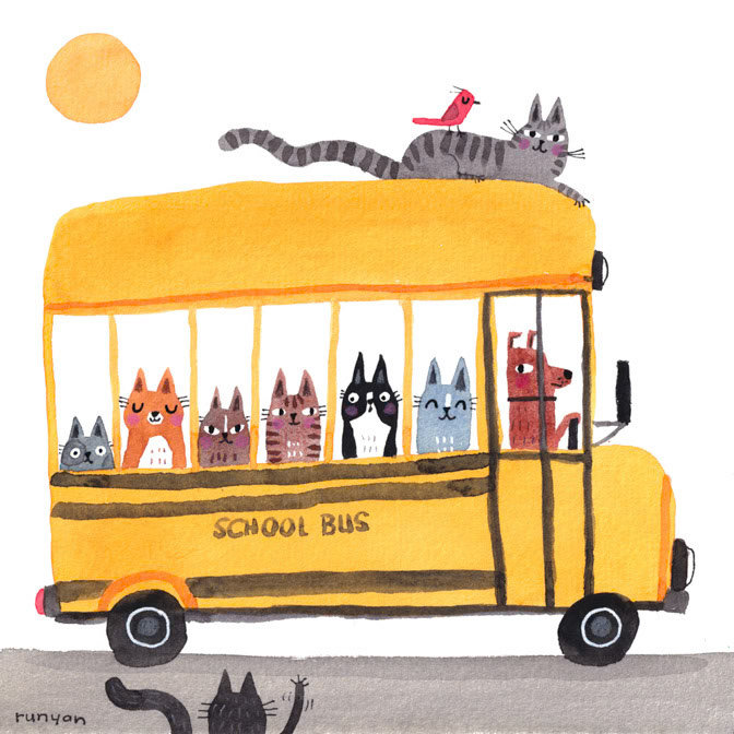 BACK TO SCHOOL _Bus- Cats- School _  Creatif