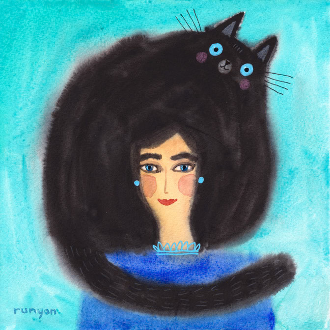 FLOOFY BLACK HAT _Cat- Hat _  Creatif
