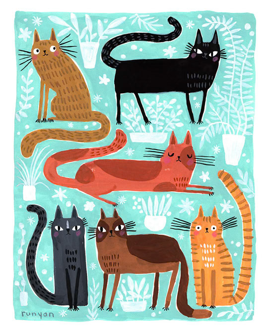 GOUACHE CATS _Cat _  Creatif