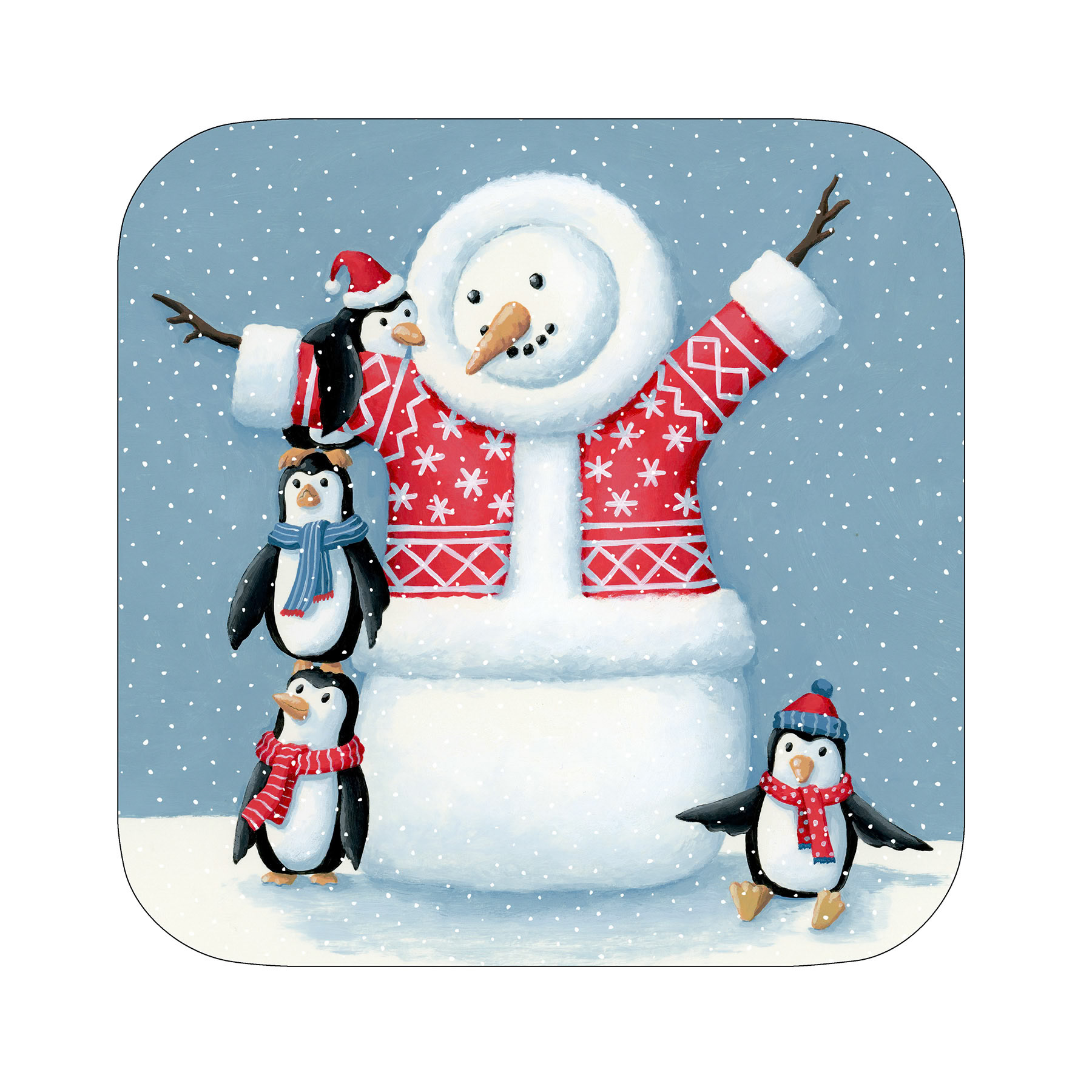 SH_Cmas_2477_Snowman and penguins Square Plate_Creatif ©Steve Haskamp - Creatif License