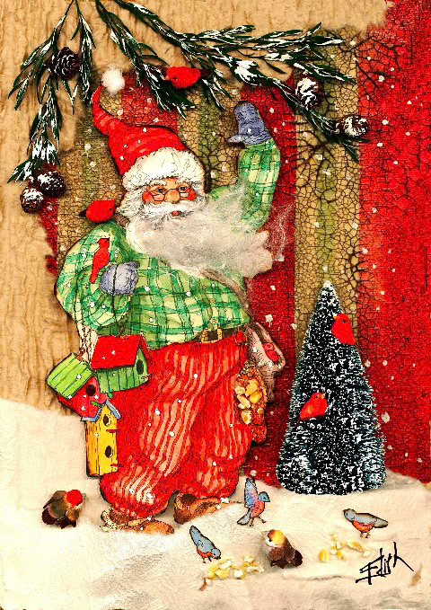 CH481 birdhouse santa collage