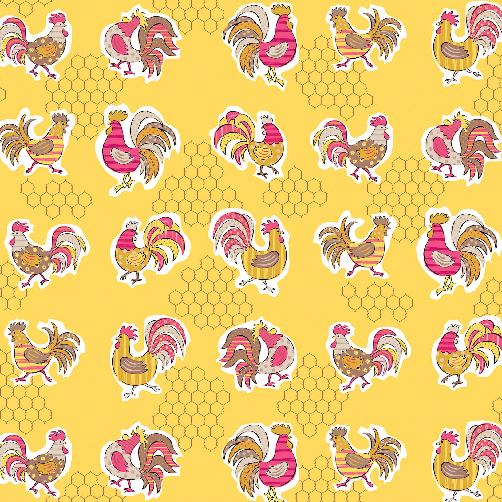 SH_Bird_LineworkRoostersPattern150dpi ©Steve Haskamp - Creatif License