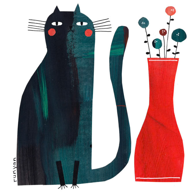 RED VASE and CAT _Cat- vase _  Creatif