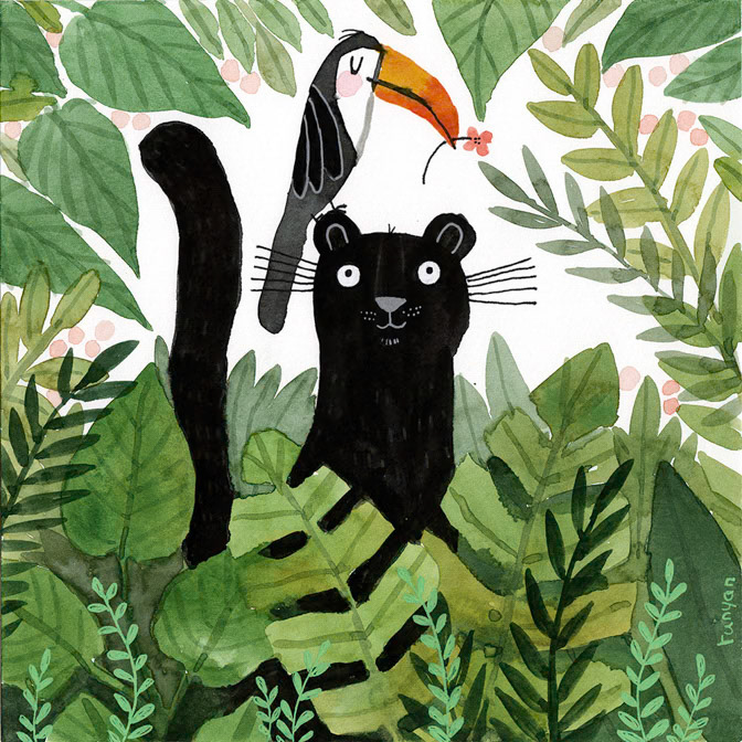 RAINFOREST - Terry Runyan - Creatif _Animals- Leopard- Toucan _  Creatif ©Terry Runyan - Creatif License
