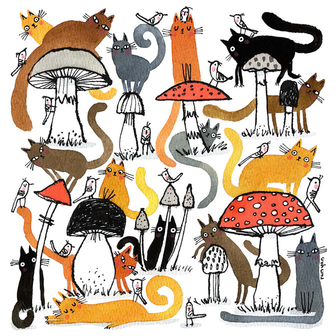 MUSHROOM MEETING - Terry Runyan - Creatif _Cat- mushrooms _  Creatif