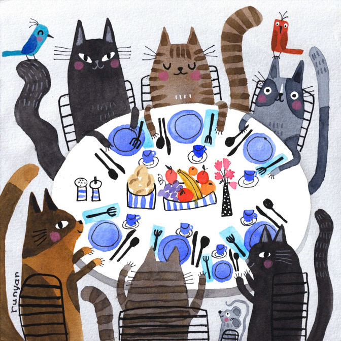 TABLEWARE _Cats _  Creatif ©Terry Runyan - Creatif License