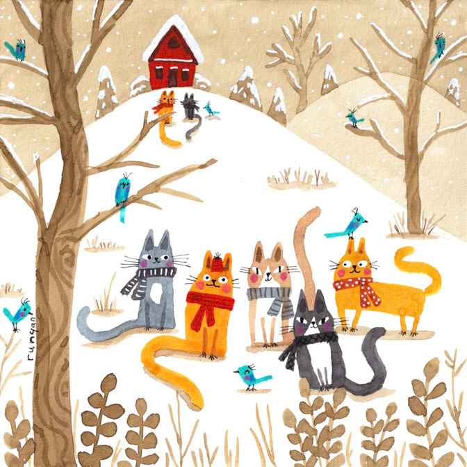 SNOWY DAY _Cats- christmas- snow _  Creatif