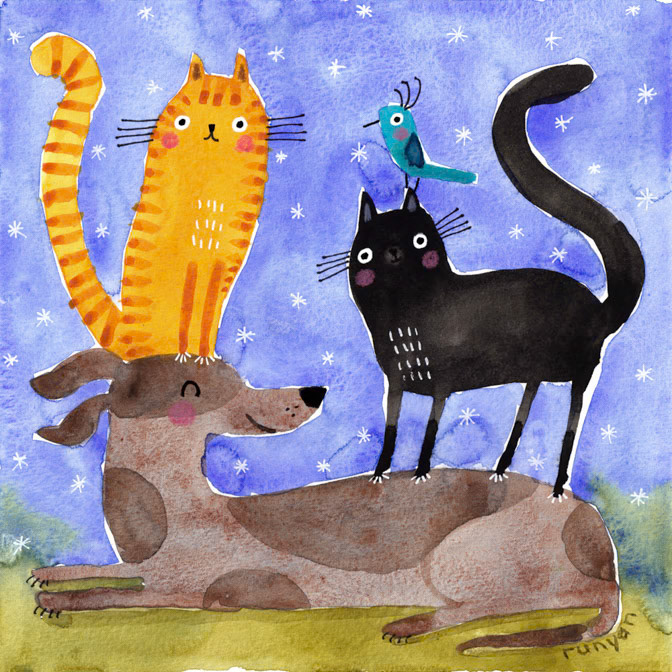 PUPPY PERCH _Bird- Cat- Dog _  Creatif ©Terry Runyan - Creatif License