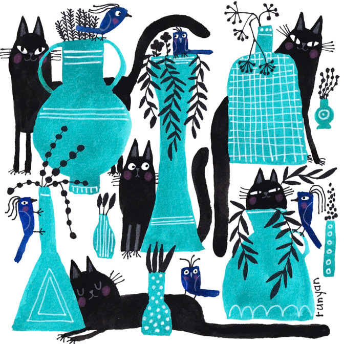 TURQUOISE VASES _Cat _  Creatif