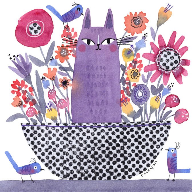 PURPLE FLOWER CAT _Cat _  Creatif