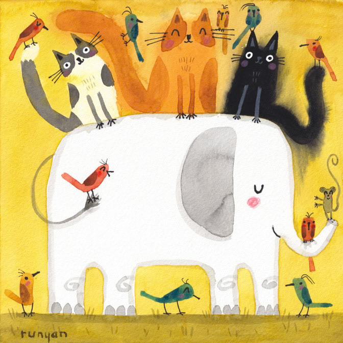 ELEPHANT FRIENDS _Animals- Bird- Cat- Elephants- Mouse _  Creatif