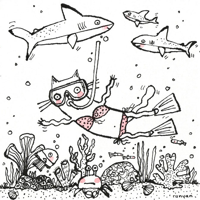 CORAL FRIENDS - Terry Runyan - Creatif _Cat- Fish _  Creatif ©Terry Runyan - Creatif License