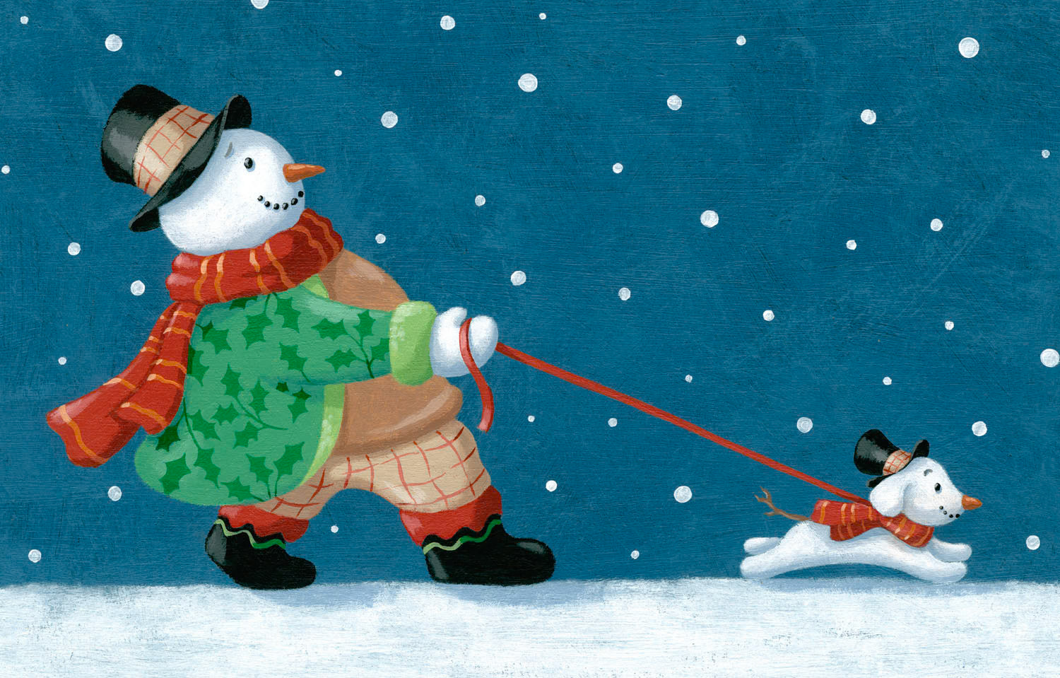 SH_Cmas_689-SnowmanWalkingSnowdog ©Steve Haskamp - Creatif License