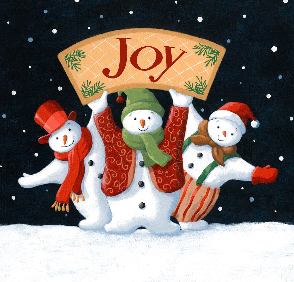 SH_Cmas_684-SnowmenWithJoySign ©Steve Haskamp - Creatif License