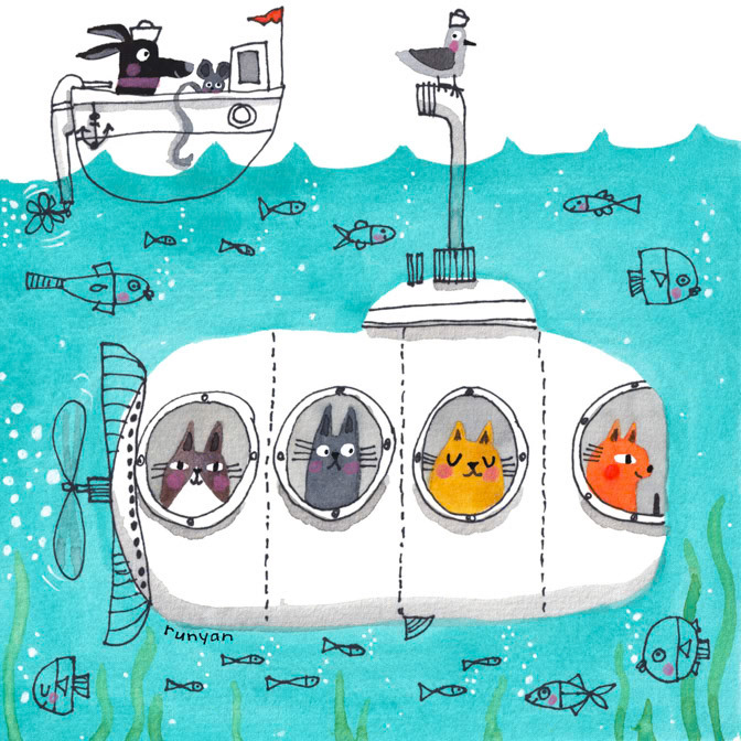 UNDER THE SEA _Cat- submarine _  Creatif