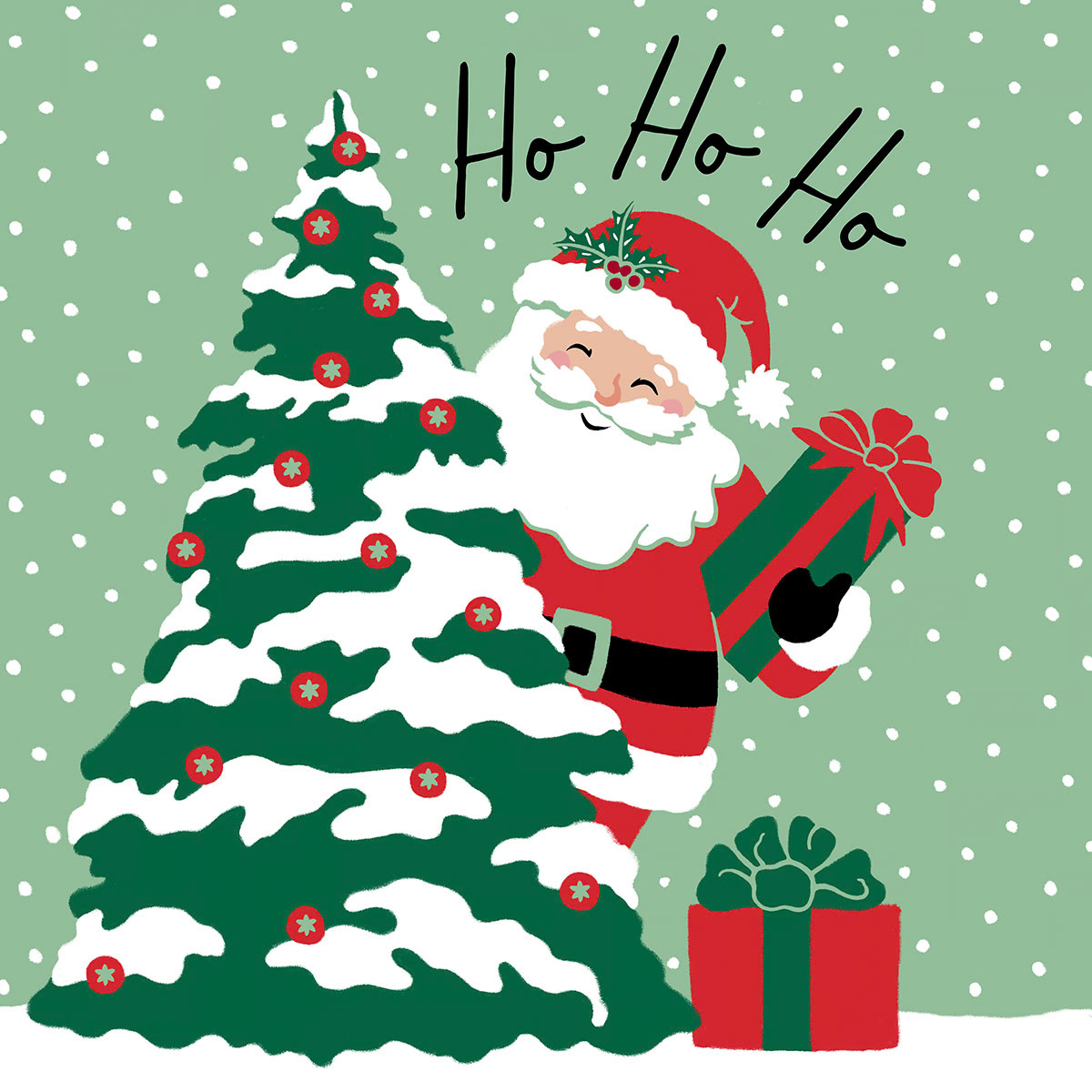 SH_Cmas_RAZ 2025_2768_Santa peeking from behind tree_Creatif ©Steve Haskamp - Creatif License