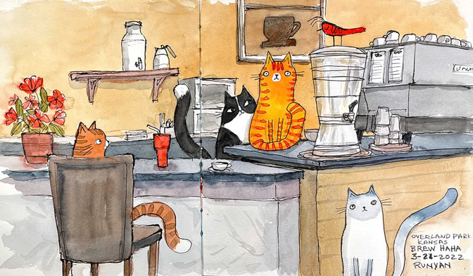 Brew Haha Cats _Book- coffee house _  Creatif ©Terry Runyan - Creatif License