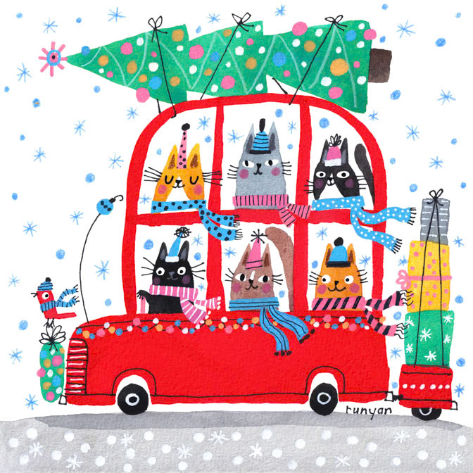 HOLIDAY CAT BUS 3 _Good Cause Greetings- Larkwood2512presell _  Creatif