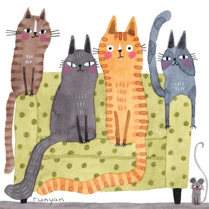 FOUR and ONE _Cats- Couch _  Creatif