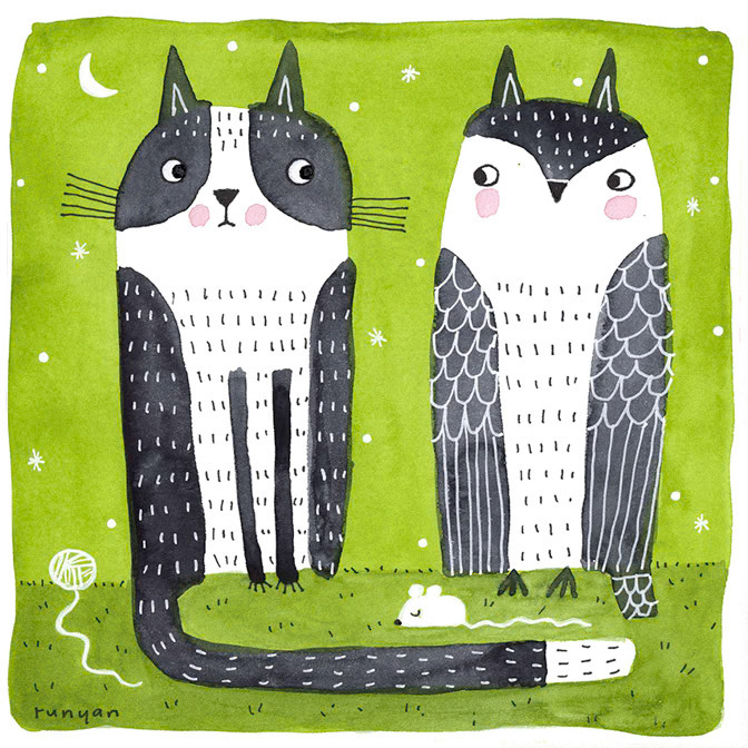 CAT &amp; OWL - Terry Runyan - Creatif _Cat _  Creatif